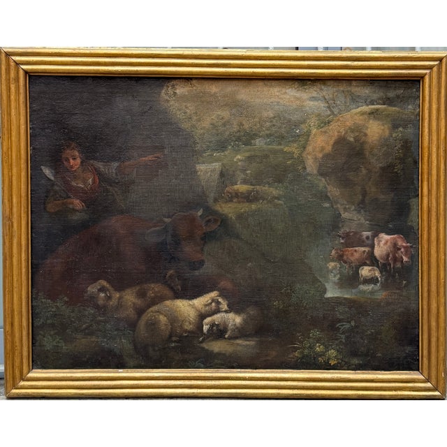 School of Giacinto Brandi, Pastoral Scene, Oil on Canvas, Framed For Sale - Image 10 of 10