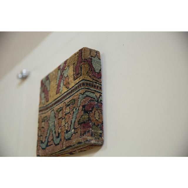 Contemporary Decorative Cork Board Antique Kerman Rug Fragment Art For Sale - Image 3 of 11
