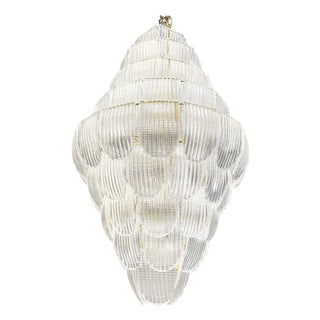 Italian Petals Murano Glass Chandelier in Transparent Diamanté Glass by Simoeng For Sale