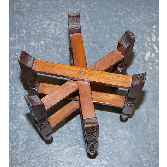 Vintage Moorish Moroccan Brass Folding Tray Table, 1920s For Sale - Image 11 of 14