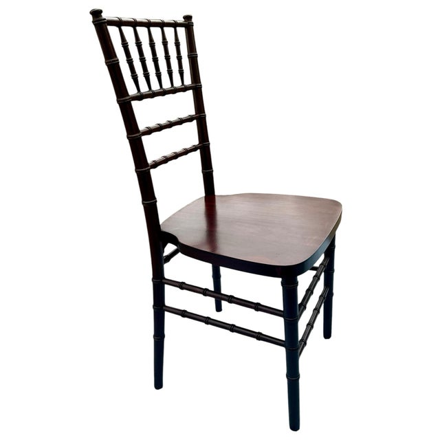 Chic Set of Four Faux Bamboo Wooden Chairs For Sale In New York - Image 6 of 11