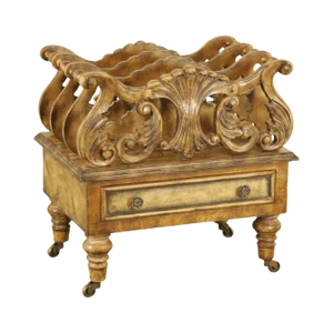 Regency Style Canterbury Magazine Rack With Drawer