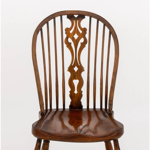 Wood Set of Seven Windsor Style Oak Side Chairs For Sale - Image 7 of 10