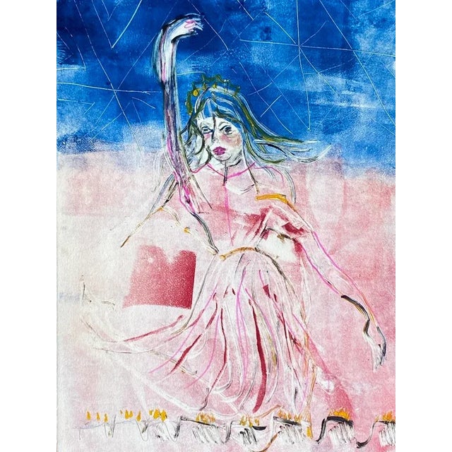 American Vintage Ballerina Color Art Print Etching Signed For Sale - Image 3 of 5