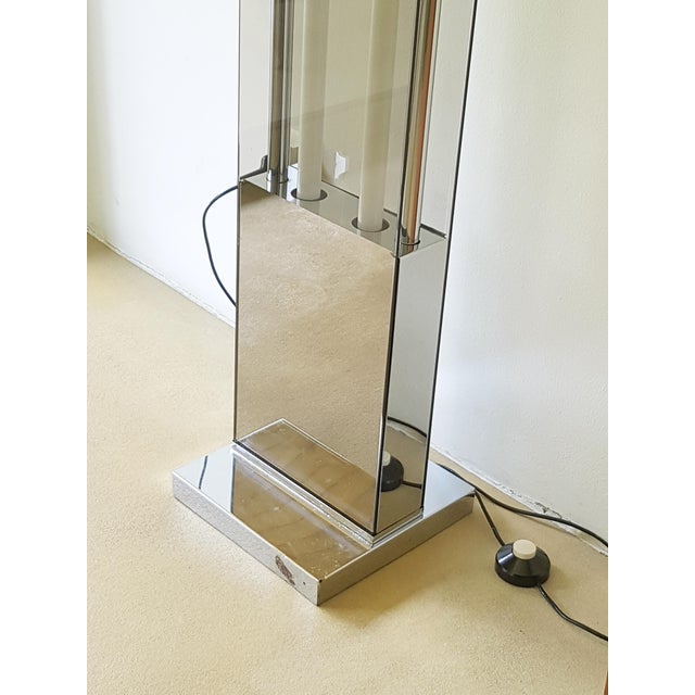Chrome-Plated Metal & Smoked Glass 2 Neon Floor Lamp, 1970s For Sale - Image 12 of 18