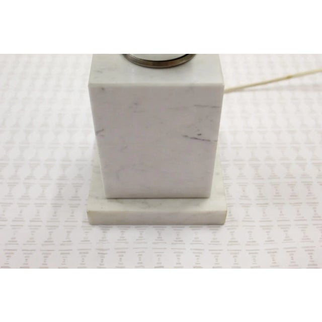Metal 1970s Stacked Rings of Carrara Marble Table Lamp For Sale - Image 7 of 8