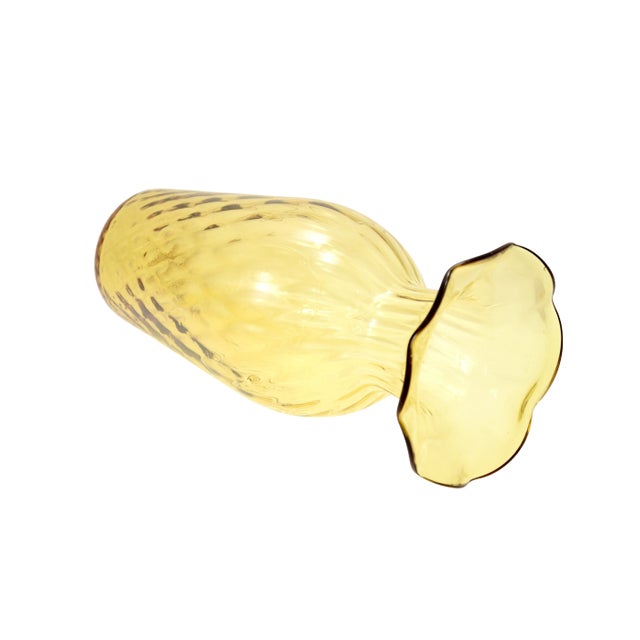 Amber Citrine Optic Glass Vase For Sale - Image 4 of 5