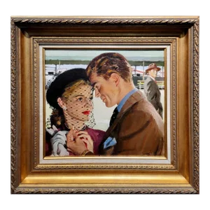 Pruett Alexander Carter -The Wedding Ring at the Airport- 1948 Oil Painting