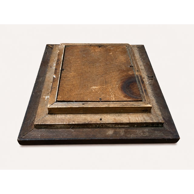 Antique Black Forest Carved Wood Frame With Original Sepia Protrait Photograph, Ansonia Ct Studio, Deep Profile Frame For Sale - Image 9 of 10