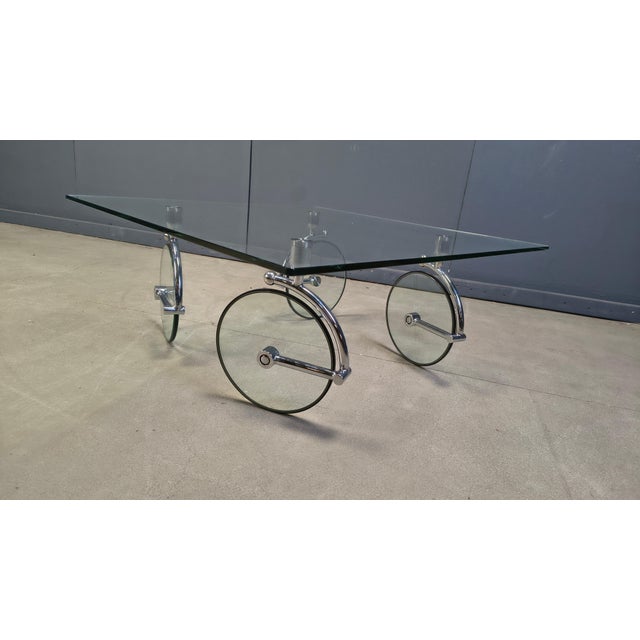 Glass Coffee Table with Wheels by Gae Aulenti, 1980s For Sale - Image 11 of 13