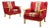 Henning Kjærnulf Style, Lounge Chairs, Red Fabric, Oak, Denmark, 1960s For Sale