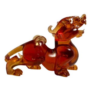 Vintage Amber Glass Feng Shui Pi Yao Pi Sou Pi Xiu Attracts Wealth