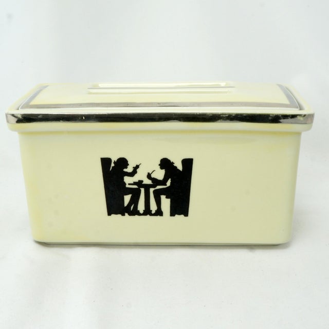 Vintage Hall's Covered Refrigerator Butter Box Tavern Silhouette 1940's For Sale - Image 4 of 10