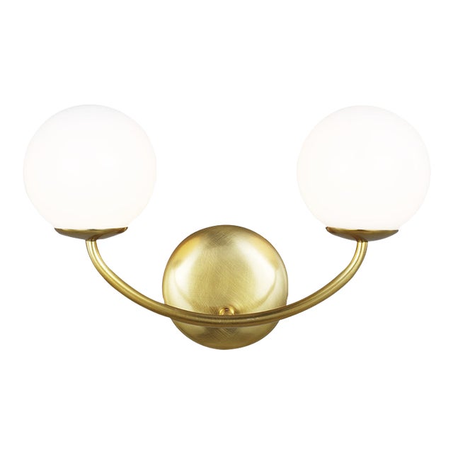 AERIN By Visual Comfort Studio Galassia 2-Light Vanity Fixture in Burnished Brass For Sale