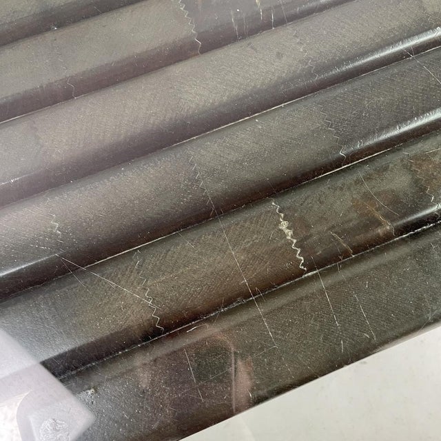 Italian Modern Wooden Coffee Table with Geometrical Base and Glass Top, 1970s For Sale - Image 10 of 18