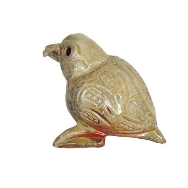 Tan Handmade Bird Pottery Sculpture by Peter Rose For Sale - Image 8 of 9