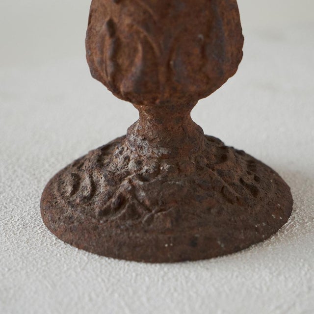 Antique Wabi Sabi Style Vase in Patinated Iron, 1890s For Sale - Image 4 of 9