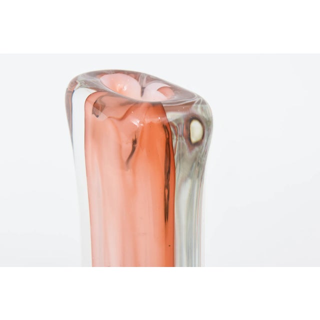 Vintage Glass Momentum Blob Sommerso Vase Clear, Peach SIgned For Sale In Miami - Image 6 of 10