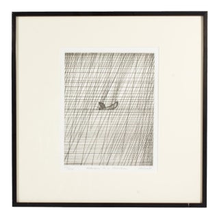 1982 “Fisherman in a Rainstorm” Abstract Etching by Art Hansen For Sale