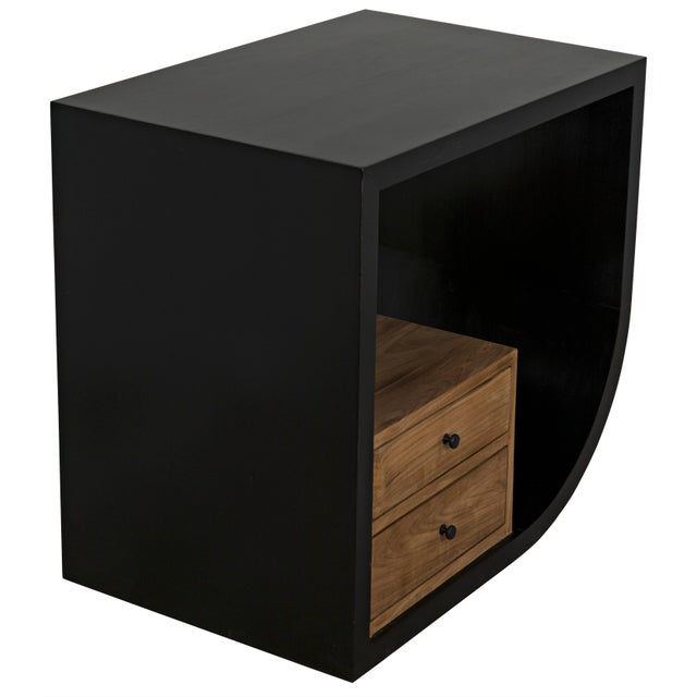Noir NOIR Burton Right Hand Side Table in Black and Teak For Sale - Image 4 of 11