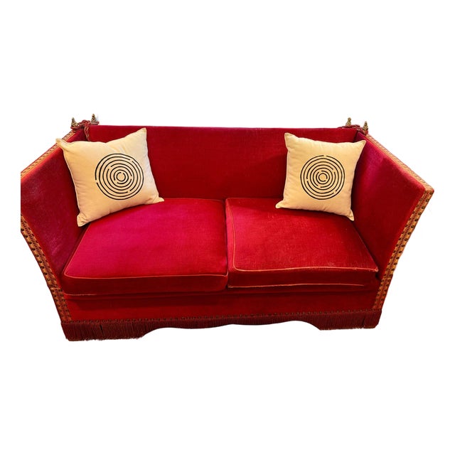 1950's-60's Danish Knole-Style Drop-Arm Sofa For Sale