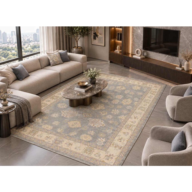 Pasargad DC Fine Hand Knotted Oushak Rug For Sale - Image 4 of 4