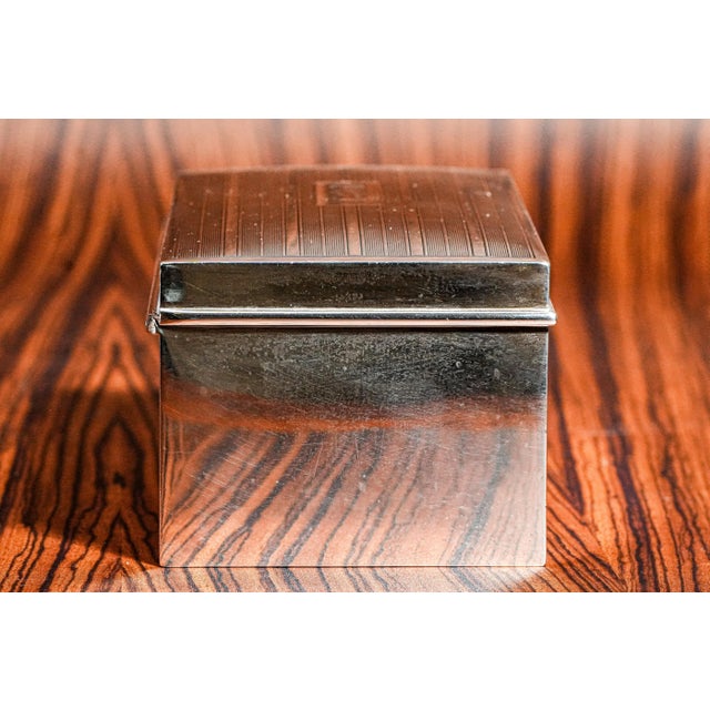Silver Gleaming Art Deco Engine Turned Striped Antique Sterling Silver Jewelry Trinket Desk Box For Sale - Image 8 of 15