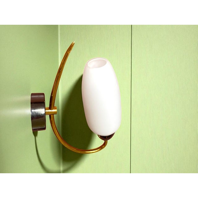 1990s Vintage White Opaline Glass Wall Sconce, 1990s For Sale - Image 5 of 12