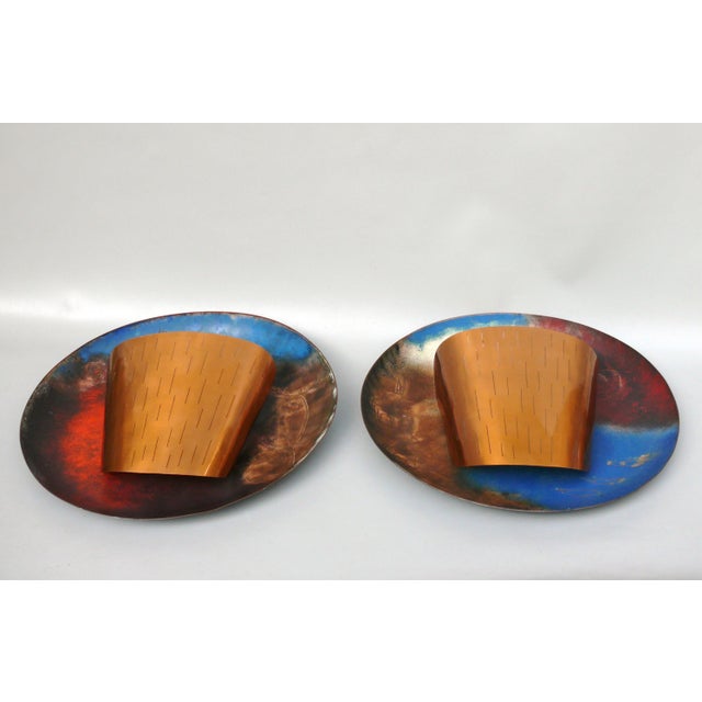 Mid-Century Modern Vintage Scandinavian Wall Lights in Copper, 1960s, Set of 2 For Sale - Image 3 of 18