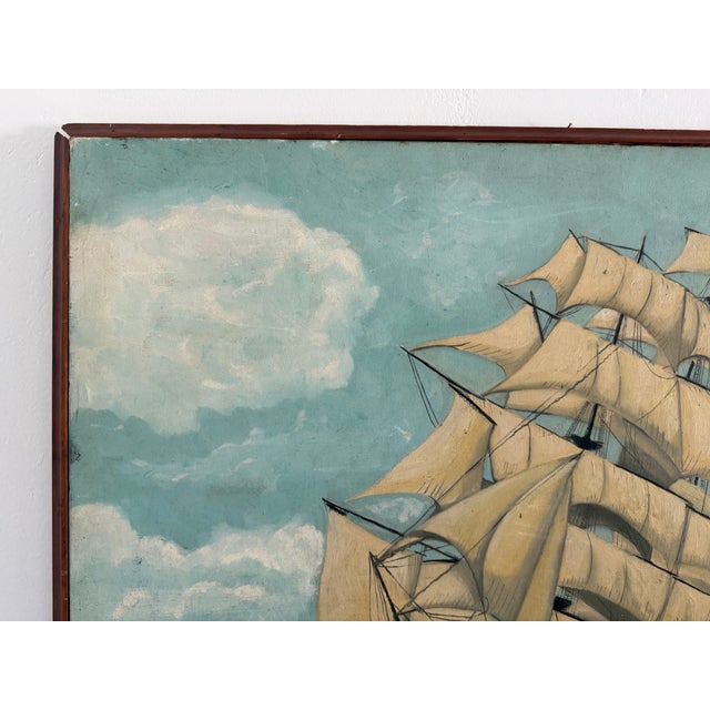 Clipper Ship at Sea Painting Framed For Sale - Image 4 of 7