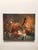 This oil on wood panel artwork presents a dreamlike scene where a figure draped in soft fabric merges with a vibrant...