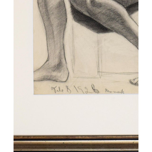 Vintage Art Deco Charcoal Male Nude Figure Drawing by Anne Neumark 1928 For Sale In New York - Image 6 of 6