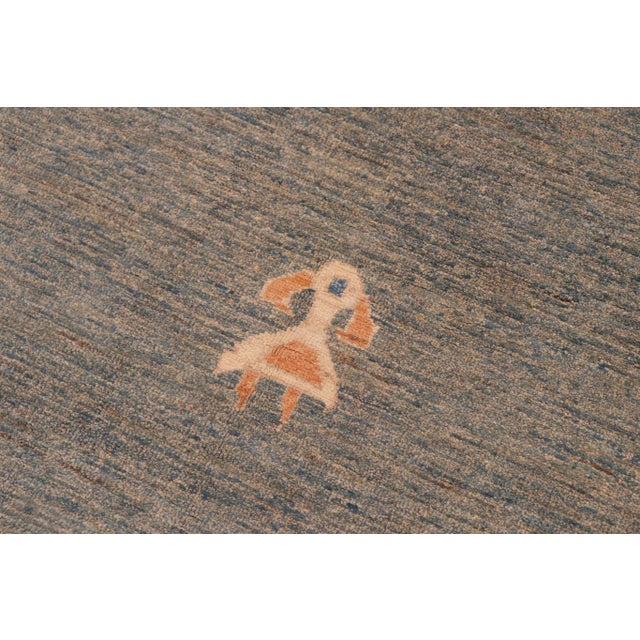 1990s Shabby Chic Gabbeh Blue/Orange Wool Rug - 6'0" X 8'10" For Sale In New York - Image 6 of 10