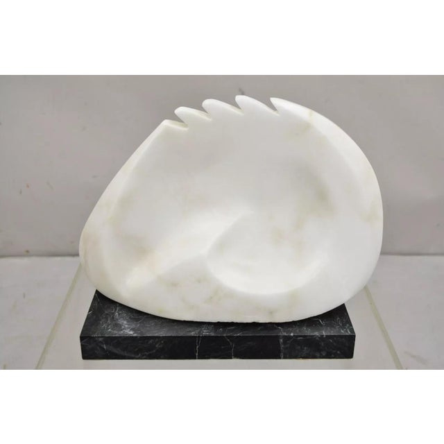 Sheryl C. Benjamin Carved Marble Abstract Modernist Sculpture on Marble Base For Sale - Image 12 of 12
