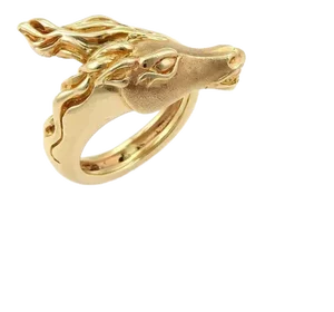 Horse Design Bypass 14k Yellow Gold Ring