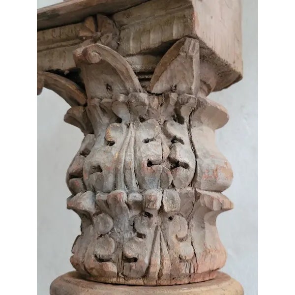 Beautiful Trio of 18th Century Wood Chapel Columns from France with an amazing patina.