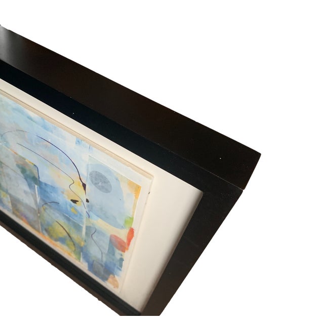 Original Mixed Media Abstract Expressionist Collage Shadow Box Frame