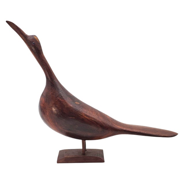 Mid Century Modern Hand Carved Wood Shorebird Sculptures Folk Art Pair American For Sale - Image 9 of 18