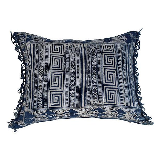 Indigo Batik Fringe Pillow Chairish