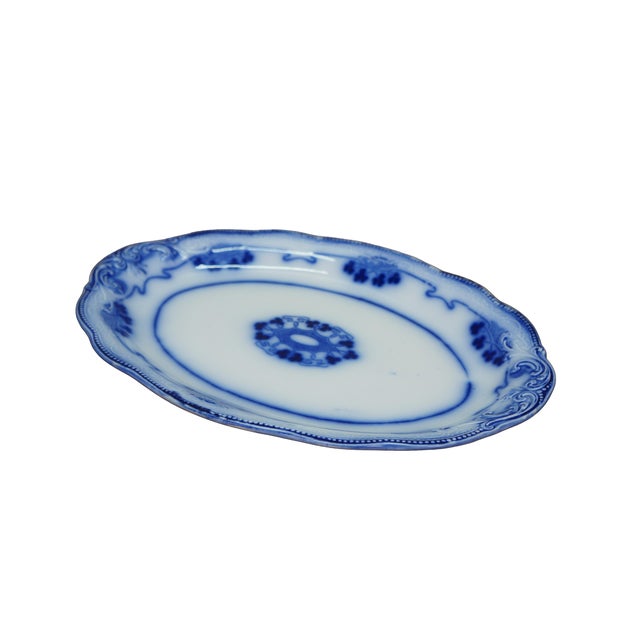 Authentic English Victorian "flow-blue" platter by W.H. Grindley. Dating from about 1880, Lorne Pattern Dimensions 14" x...