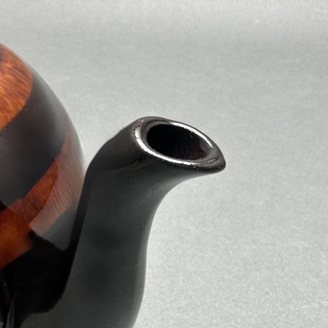 Vintage Globe Pottery Brown Striped Teapot Made in England For Sale In New York - Image 6 of 9