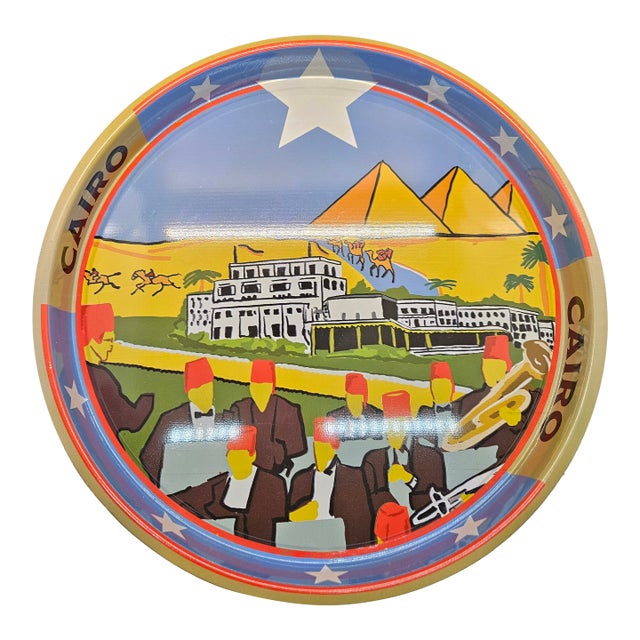 Vintage Cairo Scene Inspired Cocktail Tray For Sale