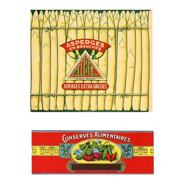 Vintage, Original French Vegetable Labels, a Pair For Sale