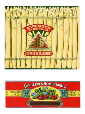 Vintage, Original French Vegetable Labels, a Pair