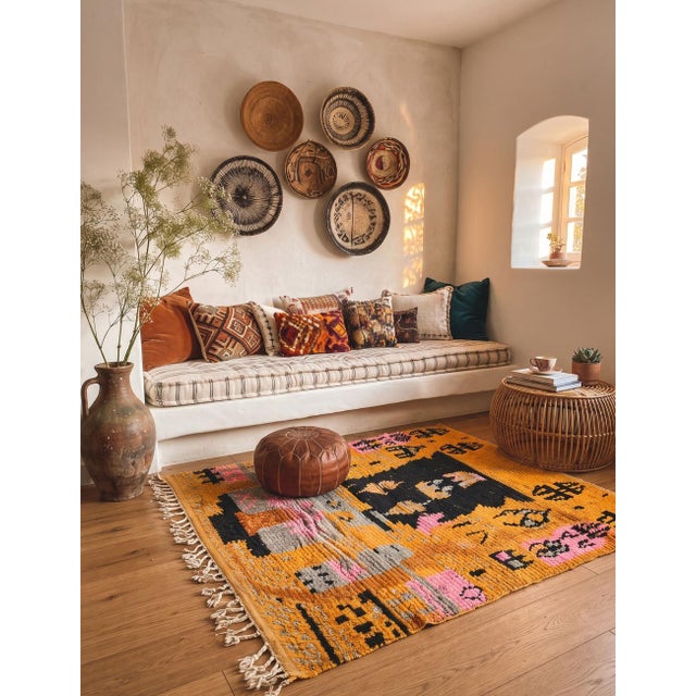 Yellow Vintage Yellow Boujad Rug - 8.3 X 6.5 Ft For Sale - Image 8 of 9