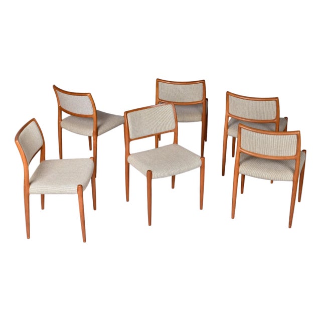 Set of 6 Original j.l. Møller Model 80 Danish Teak Dining Chairs For Sale