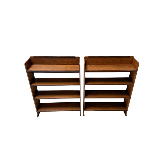 Brown Vintage Art Deco Open Bookcases by P.E.L. Izeren for De Genneper Molen, 1920s, Set of 2 For Sale - Image 8 of 13