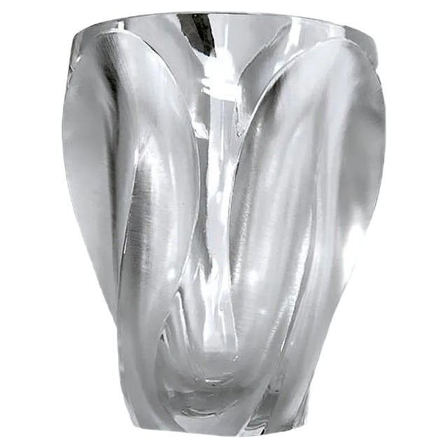 Polished and Frosted Crystal Glass Ingrid Vase from Lalique, 1960s For Sale