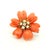 Orange Italian Carved Coral & Diamond 18k Gold Flower Brooch Pendant, Circa 1970 For Sale - Image 8 of 13