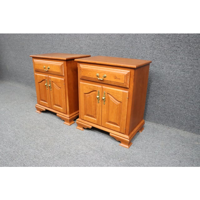 Late 20th Century Bench-Made Cherry Nightstands/Pair For Sale - Image 5 of 12